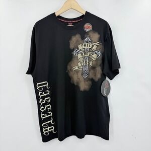 Rebellious Culture Faith Above Fear Blessed Mens Large Black New Graphic T-Shirt